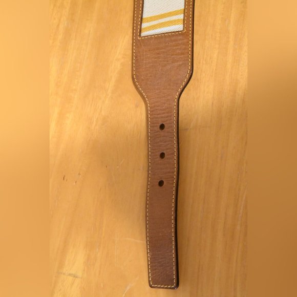 BALLY Stripe Canvas Leather Wide Waist Belt 34 - Picture 6 of 8